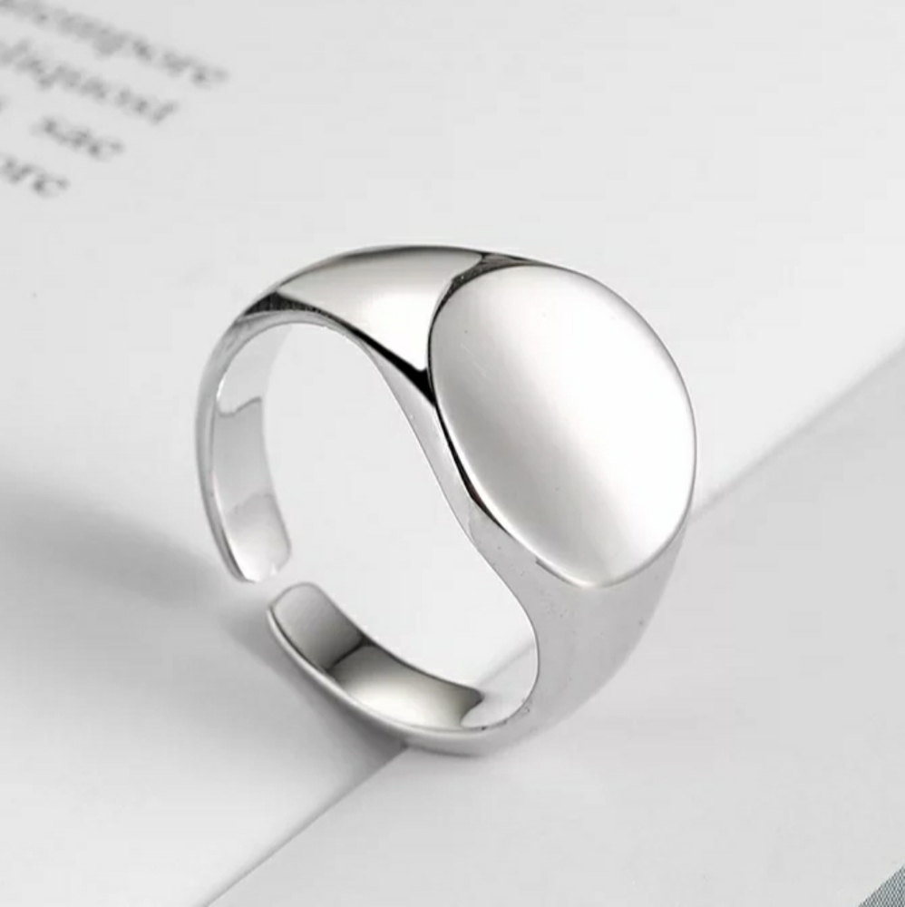 NEW SILVER / GOLD PLATED SIGNET ADJUSTABLE RING - Picture 5 of 6